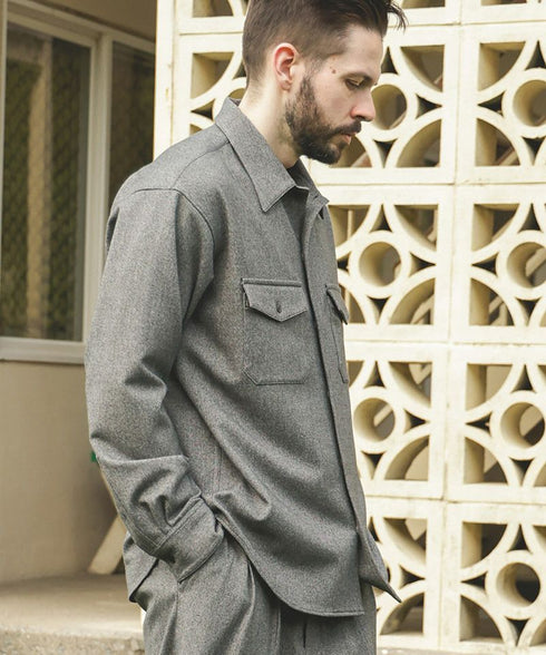 MR.OLIVE / PEACHSKIN STRETCH GABARDINE / CPO SHIRT / ミスターオリーブ ピーチスキンストレッチギャバジン CPOシャツ